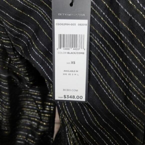 NWT BCBGMAXAZRIA Metallic Ruffle Dress XS - Picture 4 of 5